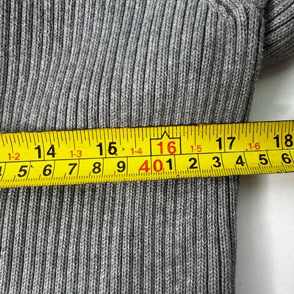 Eddie Bauer Women Soft Gray Knit Full Zip Ribbed Sweater Medium y2K - Picture 6 of 7